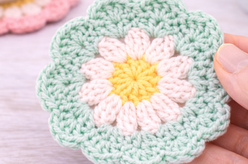 Lovely Flower Crochet Coaster